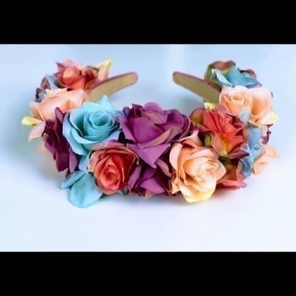 Stunning Handmade Colorful/Pastel Spring Rose Goddess Flower Crown main image 5